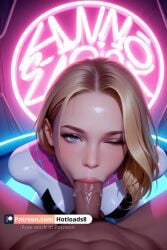 ai_generated blowjob blue_eyes_female breasts deepthroat female female_focus gwen_stacy hotload-8 marvel patreon spider-gwen spider-man:_into_the_spider-verse spider-man_(series) waifu_diffusion