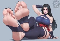 1girls ai_assisted armpits arms_behind_back arms_up athletic_female black_hair black_nails feet feet_focus female foot_fetish foot_focus footwear huge_ass huge_breasts looking_at_viewer marvel marvel_rivals massive_ass massive_breasts mortred_(artist) nail_polish ninja ninja_girl psylocke psylocke_(marvel_rivals) purple_lipstick sai_(marvel) soles solo solo_female solo_focus stirrup_footwear stirrup_legwear stirrup_socks stirrup_stockings stirrup_thighhighs stirrups thick_ass thick_thighs tight_clothing toes vengeance_psylocke