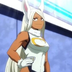 1girls accurate_art_style animated anime_screencap boku_no_hero_academia bouncing_breasts breast_expansion breasts breasts_bigger_than_head bunny_ears dark_skin edit embarrassed erect_nipples female flustered heroine mirko miruko my_hero_academia nipples nudity pervert public ripped_clothing rumi_usagiyama screencap screenshot_edit solo undressing