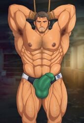 armpit armpit_hair armpits balls bara big_penis boner bound_wrists bulge chris_redfield erection erection_under_clothes hands_behind_head male male_only muscles muscular musk penis resident_evil solo solo_male toto_(artist)