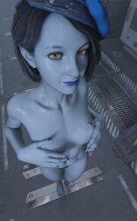 1girls 3d blue_skin guardians_of_the_galaxy guardians_of_the_galaxy_(game) naked nikki_gold_(guardians_of_the_galaxy_game)