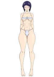 1girls black_eyes blue_hair blush boku_no_hero_academia closed_mouth kyoka_jiro my_hero_academia sihkygmojsn small_breasts standing thick_thighs wide_hips