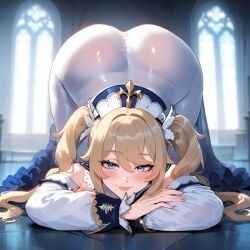 ai_generated barbara_(genshin_impact) bubble_butt curvy curvy_figure genshin_impact heavenly_ass hoyoverse nude pleasure_face voluptuous voluptuous_female