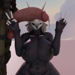 aggron big_breasts big_penis breasts cleavage female furry huge_breasts huge_cock nikto_ghost nipples penis pokemon pokemon_(species) thick_thighs wide_hips