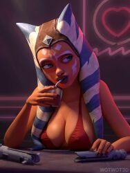 1girls 2025 3d ahsoka_tano alien alien_girl alien_humanoid ass black_stockings blender blue_eyes bra breasts brown_hair clone_wars erect_nipples face_markings facial_markings female female_focus female_only hi_res highres lekku lekku_(anatomy) light-skinned_female light_skin lucasfilm medium_breasts nipples nipples_visible_through_clothing orange_body orange_skin solo star_wars stockings tank_top tease teasing togruta watermark wotwot3d