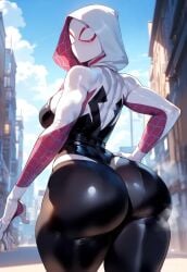 1girls ai_generated ass big_ass curvy_figure female gwen_stacy huge_ass looking_at_viewer looking_back round_ass spider-gwen spider-man_(series) steaming_body thick_ass thick_thighs