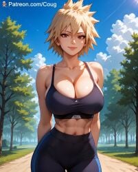 1girls ai_assisted ai_generated coug cougar cougar_milf cougwe leggings looking_at_viewer milf mitsuki_bakugou my_hero_academia park short_hair short_hair_female solo solo_female sports_bra stable_diffusion tagme tree workout workout_clothes