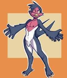 1boy avian balls birbpan male nude penis pokemon tagme taillow