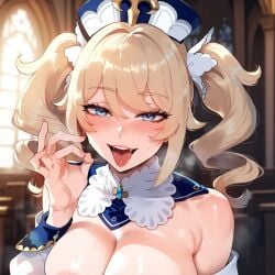 ai_generated barbara_(genshin_impact) busty genshin_impact hoyoverse looking_at_viewer looking_pleasured pleasure_face voluptuous voluptuous_female