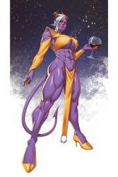 1girls breasts demon demon_girl demon_tail high_heels large_breasts muscular muscular_female original purple_skin r62 thick_thighs