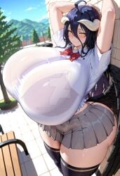 ai_generated albedo_(overlord) girly huge_breasts school_uniform