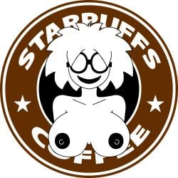 1female breasts female_only glasses glasses_on_face puffle puffledreemurr starbucks starbucks_parody