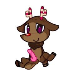 1boy 1male animal_genitalia anthro anthro_male anthro_only antlers balls body_markings brown_body brown_fur cock_focus dandy's_world dandys_world deer ears floppy_ears fluffy_chest fur_markings hooves knot legs_spread male male_anthro male_only neck_fluff no_background open_legs penis_focus pink_penis purple_eyes red_nose reindeer roblox rudie_(dandy's_world) rudie_(dandys_world) shy shy_male simple_artstyle sitting smile solo_male tail white_background