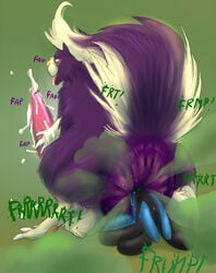 ! 2014 ambiguous_gender anal_prolapse anthro anthro_on_feral anus ass balls barefoot canine claws closed_eyes cum english_text erection facesitting fart feral fur half-closed_eyes happy huge_anus huge_ass huge_cock hyper interspecies jackal kissing lucario male mammal masturbation monsterblender nintendo nude on_top oral oral_sex orgasm pawpads paws penis pokemon pokemon_(species) prolapse sex sharp_claws size_difference skunk skuntank smile sniffing sweat text tongue tongue_out video_games zoophilia