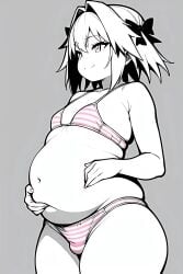 admiring_self ai_generated astolfo_(fate) bikini chubby chubby_femboy fat fat_ass fat_femboy obese obese_femboy overweight pink_eyes pink_hair proud weight_conscious weight_gain