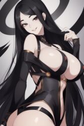 ai_generated black_eyes black_hair monoe seductive_look white_body yume_nikki