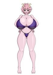 1girls big_breasts blush boku_no_hero_academia huge_breasts mina_ashido my_hero_academia open_mouth pink_hair pink_skin sihkygmojsn smile standing thick_thighs wide_hips yellow_eyes