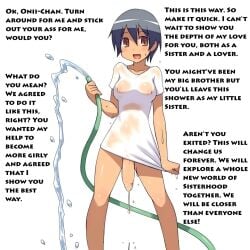 1futa aaaa brother_and_sister caption edit edited elzikyuchi english_text exited flaccid flaccid_penis futa_on_male futanari hose imminent_sex incest older_brother see-through see-through_clothing short_hair sissification tagme text wet wet_clothes younger_sister