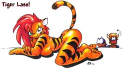 1990s 1998 20th_century anthro ass ass_up breasts drake_fenwick feline female hair mammal mighty_yak mustelid red_hair superhero supermegatopia tiger tiger_lass weasel weasel_boy yak