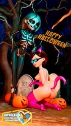 2girls 3d ass bodypaint breasts disney female female_only halloween helen_parr mavixtious mind_control mirage_(the_incredibles) naked nipples nude pixar screenslaver smooth_skin tagme the_incredibles