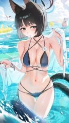ass bikini breasts car_girl cat_ears catgirl feline furry girl sea small small_ass small_tits water women