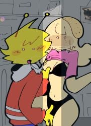 1boy 1boy1girl 1gils 1girl1boy bra caught clothing eltortillas9 eltortillas_(artist) female hiding incredibox_mod long_hair long_hair_female looking_at_viewer masturbation oc oc_x_canon original original_character simon_(sprunki) sprunki sprunki_oc sucking_nipples tori_(eltortillas) yellow_body