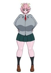 1girls big_breasts blush boku_no_hero_academia huge_breasts mina_ashido my_hero_academia open_mouth pink_hair pink_skin sihkygmojsn smile standing thick_thighs wide_hips yellow_eyes