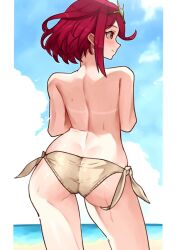 1girls 2025 back_focus back_view bikini_top female hourglass_figure no_bra oniisan02b pyra pyra_(xenoblade) red_eyes red_hair tanline xenoblade_(series) xenoblade_chronicles_(series) xenoblade_chronicles_2 yotsuhauni