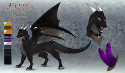 bell black_scales claws collar diphallia diphallism dragon erection feral fsmaverick fyrre genital_slit hemipenes horn male model_sheet multi_penis open_mouth penis purple_penis purple_tongue sharp_teeth slit smile standing teeth wings yellow_eyes