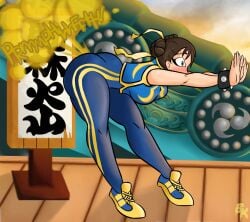 accidental_fart bent_over big_ass blush butterknife742 capcom chun-li embarrassed fart fart_cloud fart_fetish street_fighter