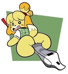 big_ass big_butt isabelle_(animal_crossing) vacuum vacuum_cleaner vacuum_vore