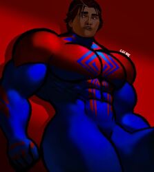 bara big_muscles big_pecs big_pectorals male male_only male_thighs marvel mature_male miguel_o'hara muscular muscular_male pecs pectorals skinsuit spider-man spider-man_2099 thick_thighs thighs