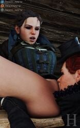 2girls assassin's_creed_(series) assassin's_creed_syndicate eating_pussy evie_frye girl_on_girl girls_only lucy_thorne pussy sfm_hood