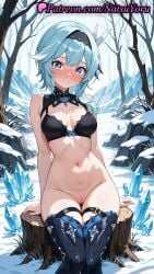 1girls 2025 ai ai_assisted ai_generated anime anime_style bangs bare_arms bare_shoulders bare_tree black_bra black_hairband black_legwear black_thighhighs blue_eyes blue_hair blush bottomless bra breasts bust busty cleavage cleft_of_venus closed_mouth crystal eula_(genshin_impact) eula_(genshin_impact)_(cosplay) female female_focus female_only female_solo genshin_impact hair_ornament hairband hentai hi_res high_quality high_resolution highres hoyoverse ice long_hair looking_at_viewer medium_breasts medium_hair mihoyo mihoyo_technology_(shanghai)_co._ltd. natsuyoru nature navel nose_blush outdoors paipan patreon pussy sitting smile snow solo solo_female stable_diffusion stomach symbol-shaped_pupils thigh_gap thigh_strap thighhighs thighs tree tree_stump uncensored underwear vagina voluptuous voluptuous_female winter