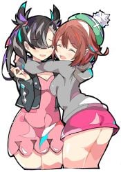 2girls big_breasts breasts cleavage clothed clothing creatures_(company) enpe female female_only fully_clothed game_freak gloria_(pokemon) marnie_(pokemon) nintendo pokemon yuri