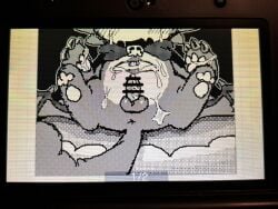 1boy 2024 anthro anus cape claws cum cumming demon_wings devil_connection devilun digital_media_(artwork) flipnote_studio furry furry_only lagomorph male monochrome pawpads skull small_penis solo tail wings