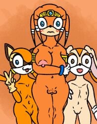 big_breasts blue_eyes cream_the_rabbit embarrassed_nude_female enf furry furry_ears furry_female furry_only marine_the_raccoon nude nude_female open_mouth orange_hair pubic_stubble sega smiling_at_viewer sonic_(series) sonic_the_hedgehog_(series) tikal_the_echidna tongue_out vanveleca