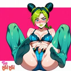 ai_generated blush feet_up jojo's_bizarre_adventure jolyne_kujo lingerie presenting_pussy showing_pussy stone_ocean tagme