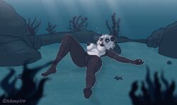 champaanimation commission corpse dead death drowned drowning empty_eyes female_death hairy_pussy laying_down milf naked naked_female nude nude_female open_mouth panda sea snuff underwater