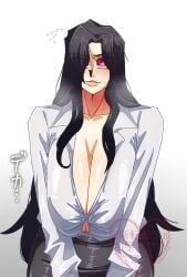 alternate_breast_size bangs bangs_over_eyes bangs_over_one_eye big_breasts black_hair blush blush breasts breasts_bigger_than_head cleavage color enormous_breasts female_focus genderswap_(mtf) heart large_breasts lips long_hair looking_at_viewer maharirisu7318 melty_blood michael_roa_valdamjong no_background office_lady plump plump_lips pressing_breasts_together red_eyes rule_63 sagging_breasts shirt skirt spoken_heart squeezing_breast squeezing_breasts_together sweatdrop tsukihime type-moon upper_body vampire vampire_girl wide_hips