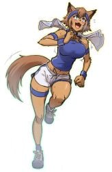 1girls 2d athletic_female big_breasts blue_eyes blue_shirt breasts demihuman digital_drawing digital_drawing_(artwork) digital_media excited exercise exercising female female_humanoid female_only fit fit_female fully_clothed fur_covered_monstergirl furry furry_focus furry_only happy jogging kawa-v large_breasts monster_girl monster_musume monster_musume_no_iru_nichijou not_ai_generated not_porn polt_(monster_musume) running running_shoes smile smiling solo sweaty sweaty_body sweaty_legs sweaty_tomboy towel towel_around_neck