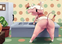 2014 animal_crossing anthro ass barefoot female first_person_view happy merengue_(animal_crossing) nintendo pienji presenting presenting_hindquarters presenting_pussy pussy rhinoceros smile solo standing video_games