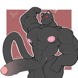 1:1 2023 abs anthro areola balls biceps big_nipples big_pecs big_penis biped black_body black_fur deltoids digital_media_(artwork) domestic_cat epic_games eye_scar facial_scar felid feline felis flexing flexing_bicep foreskin fortnite fur genitals glans half-erect hi_res huge_cock humanoid_genitalia humanoid_penis male male_only mammal meowscles_(shadow) nipples nude partially_retracted_foreskin pecs penis pink_nipples red_eyes scar simple_background smile solo tail thick_thighs triceps vein veiny_penis yamwamm