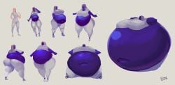 1female blue_body blue_female blue_skin blue_skinned_female blueberry_inflation breasts exposed_belly female ferrousingot immobile immobilization immobilized inflated_belly inflation inflation_fetish only_female sequence spherical_inflation transformation
