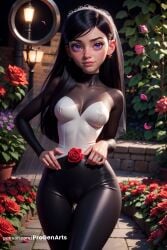 1girls ai_generated artist_name black_bodysuit black_hair bodysuit breasts brick_wall bridal_veil cameltoe collarbone covered_nipples cowboy_shot disney earrings flower hi_res holding holding_flower jewelry lamppost latex lips long_hair looking_at_viewer medium_breasts nose outdoors patreon_username petals pixar progenarts purple_eyes red_flower red_rose ring rose see-through skin_tight solo standing strapless superhero superheroine swept_bangs the_incredibles the_incredibles_2 thigh_gap veil violet_parr web_address younger_female