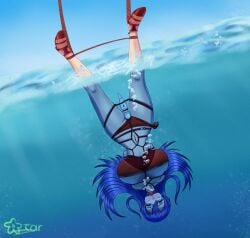 alternate_costume asphyxiation ball_gag blue_eyes blue_hair bondage commission drowning fire_emblem fire_emblem:_the_binding_blade lilina_(fire_emblem) lilina_(summer)_(fire_emblem) peril restrained starr21 underwater vibrator vibrator_in_pussy water_torture