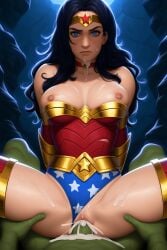 ai_generated annoyed annoyed_expression cum cum_dripping cum_dripping_down_chin cum_in_pussy cum_inside cum_on_breasts cum_on_face cumming_while_penetrating dc dc_comics defeated defeated_heroine exposed_breasts eye_contact goblin goblin_rape goblins legs_apart legs_spread looking_at_viewer novelai panties_aside penis_in_pussy pov rape raped raped_by_monster riding riding_penis vaginal_rape wonder_woman younger_female