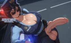 1futa ai_generated attack_on_titan balls belt big_breasts big_penis black_hair blushing breasts caption cleavage english english_text from_above futa_only futanari half-closed_eyes holding_penis inviting_viewer leaning_back leaning_on_car leaning_on_object light-skinned_futanari looking_at_viewer mikasa_ackerman night outdoors outside pants peaked_cap penis police police_badge police_car police_hat police_uniform policewoman precum precum_drip precum_string proposal propositioning seductive shadyfox shingeki_no_kyojin short_hair smile solo solo_focus solo_futa standing sunglasses talking_to_viewer teeth testicles text vest