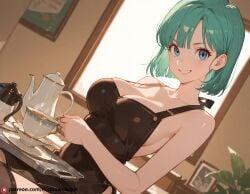 ai_generated beautfiul_background bulma_briefs chinese_style_loft grin large_breasts sensual stunning_backgroud tea tray