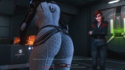 2girls 3d ass big_ass clothed commander_shepard dat_ass female female_only femshep mass_effect meme miranda_lawson raiden3d